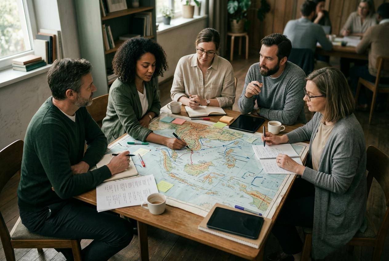 Strategy workshop around a table