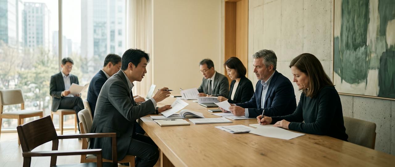 Korean and American business leaders in a meeting